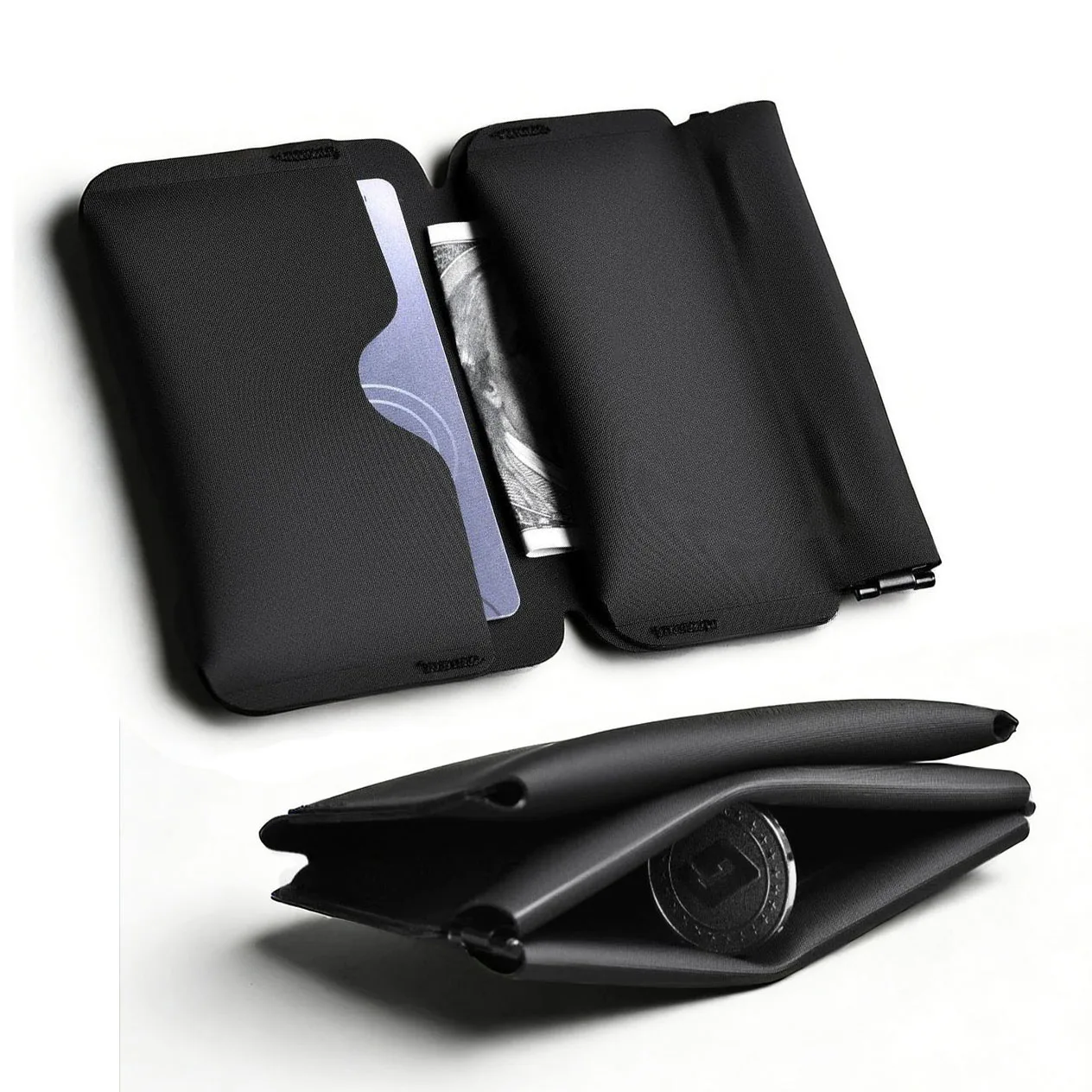 Minimalist EDC Pouch Folding Wallet ID Card Holder Wallet with Slef-closing Coin Purse for Men Women with Multi-tool Slot