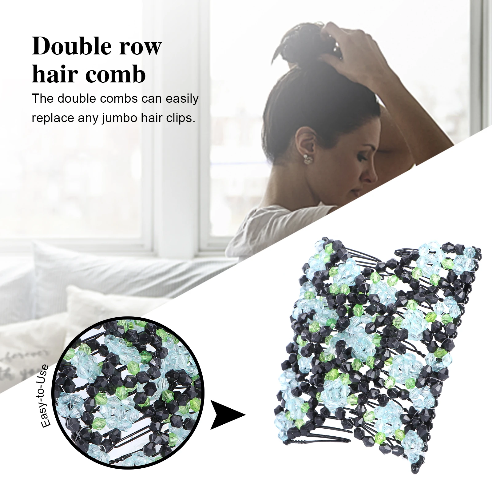 

Hair Comb Double Row Inserted Comb Rose Shaped Hair Comb Hair Accessiories For Women Girls (Light Blue)