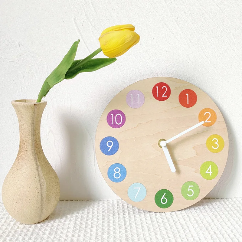 

Large Wall Clock Round Wooden Silent Non Ticking Quartz Battery Operated Clock Kids Bedroom Nursery Living Room Home Decoration