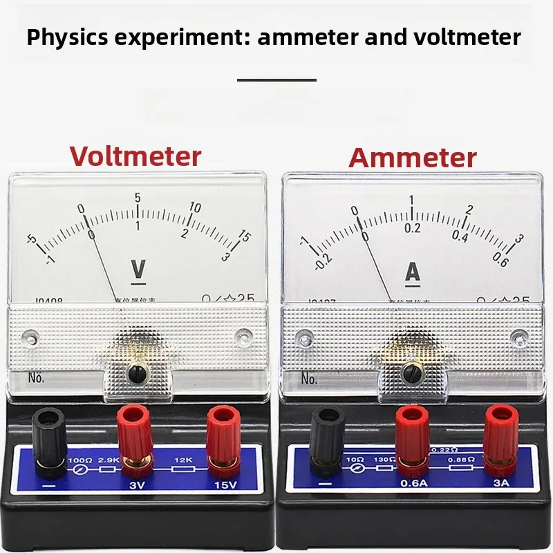 DC Pointer Voltmeter Ammeter 0.6A/3A 3V/15V for Physics Lab Electrical Experiment