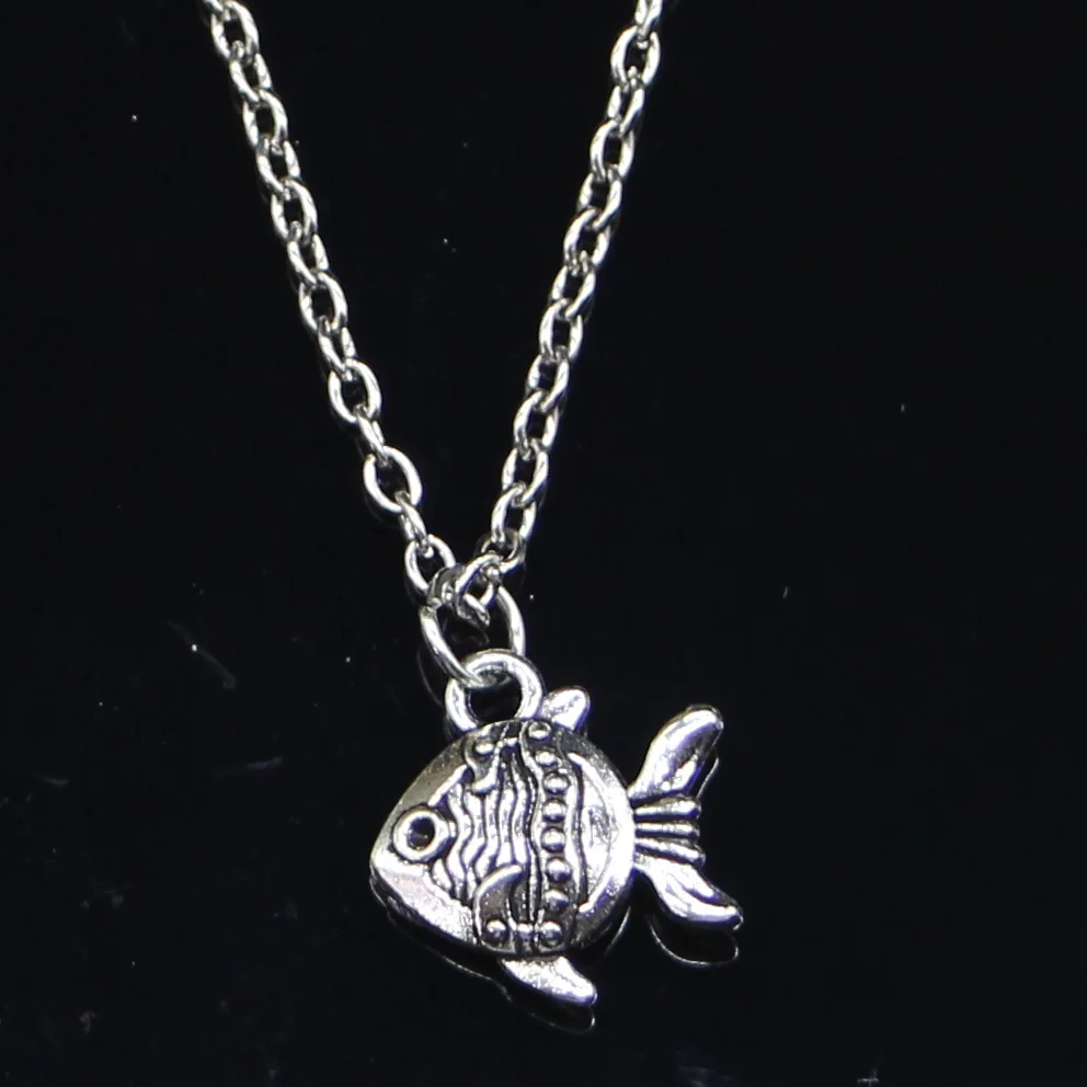 20pcs New Fashion Necklace 14x15mm Double Sided Fish Goldfish Pendants Short Long Women Men Colar Gift Jewelry Choker