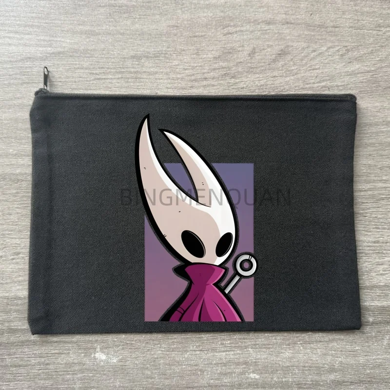Hollow Knight Canvas Storage Pouch Multi Functional black Cosmetic Bag Zipper Pencil Case For Students DIY