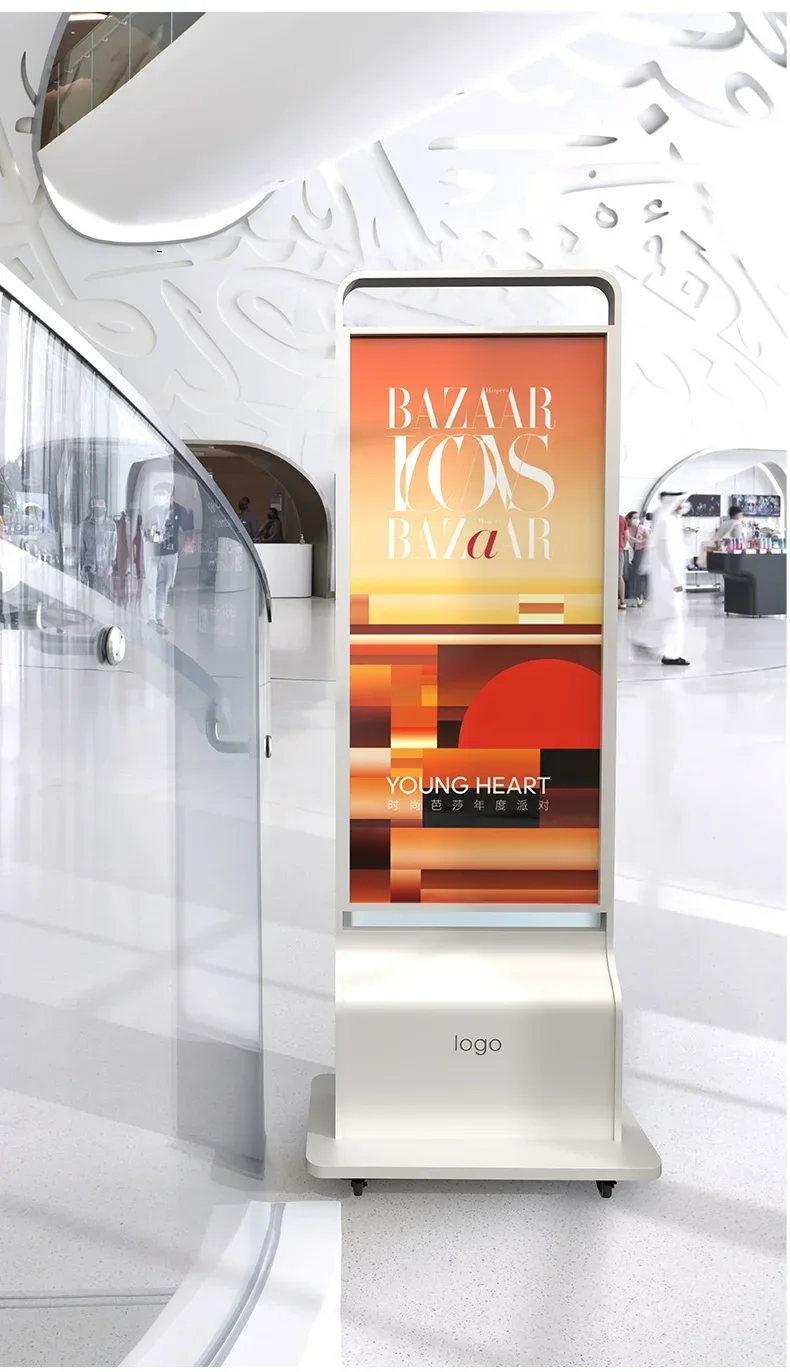 Poster display stand, floor-to-ceiling shopping mall standing brand stainless steel vertical advertising stand indicator