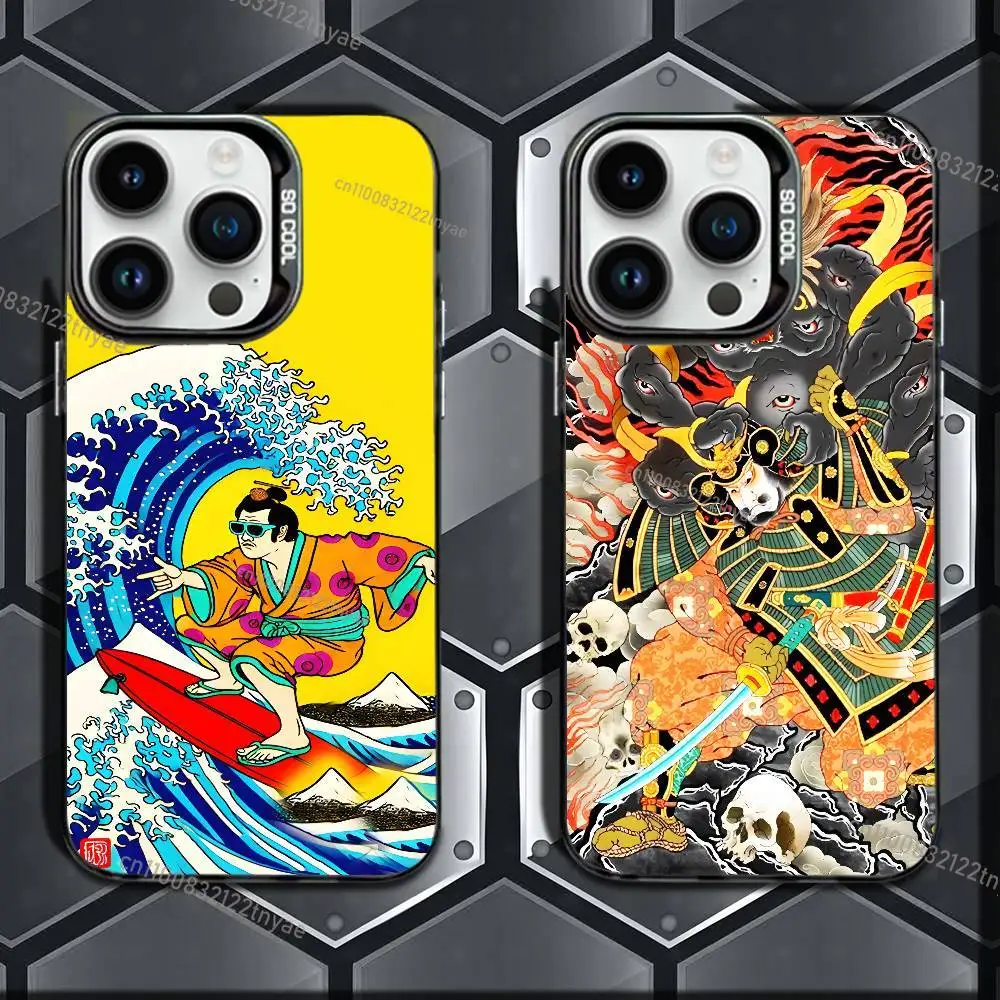 

Japan Ukiyo-e Samurai Sea Phone Case For iPhone 17,16e,16,ProMax,15,14,Plus,13,12,Mini,11,Pro Matte Colored Silver Luxury Cover