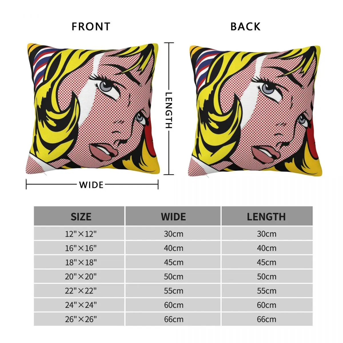 Pop Art Girl Square Pillowcase Polyester Linen Velvet Creative Zip Decor Home Cushion Cover