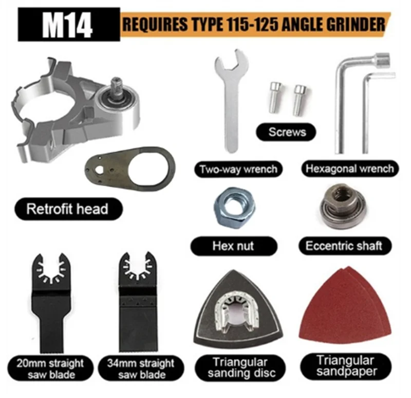 アングルグラインダー変換ユニバーサルヘッドセット115 125タイプアダプタM14多機能電気トリミングシャベル研磨ツール