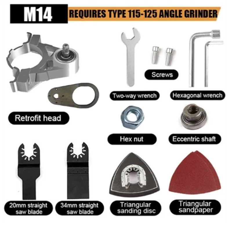 Imagem -03 - Universal Multi Function Angle Grinder Cabeça Grupo Conversão tipo Adaptador Elétrica Corte pá Polimento Ferramenta M14 115 125