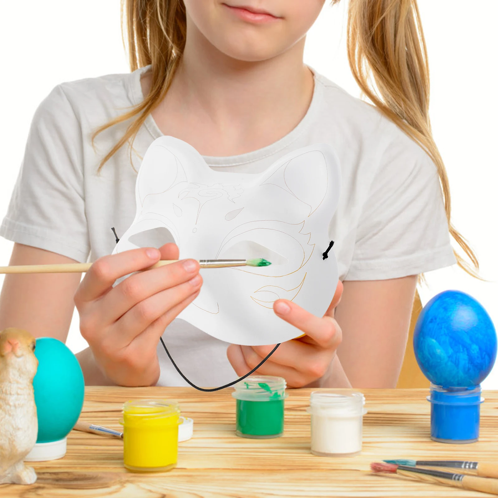 

DIY Blank Mask Kit Unpainted Face Masks for Painting Craft Projects Halloween Cosplay Decorative Accessories