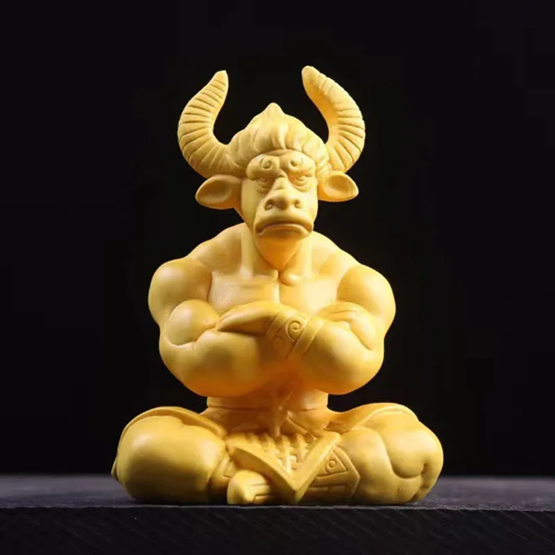 Boxwood Craft Ox Devil King Decoration Life Zodiac Ox Devil King Cow Angry Sky Safe Home Decorative Crafts