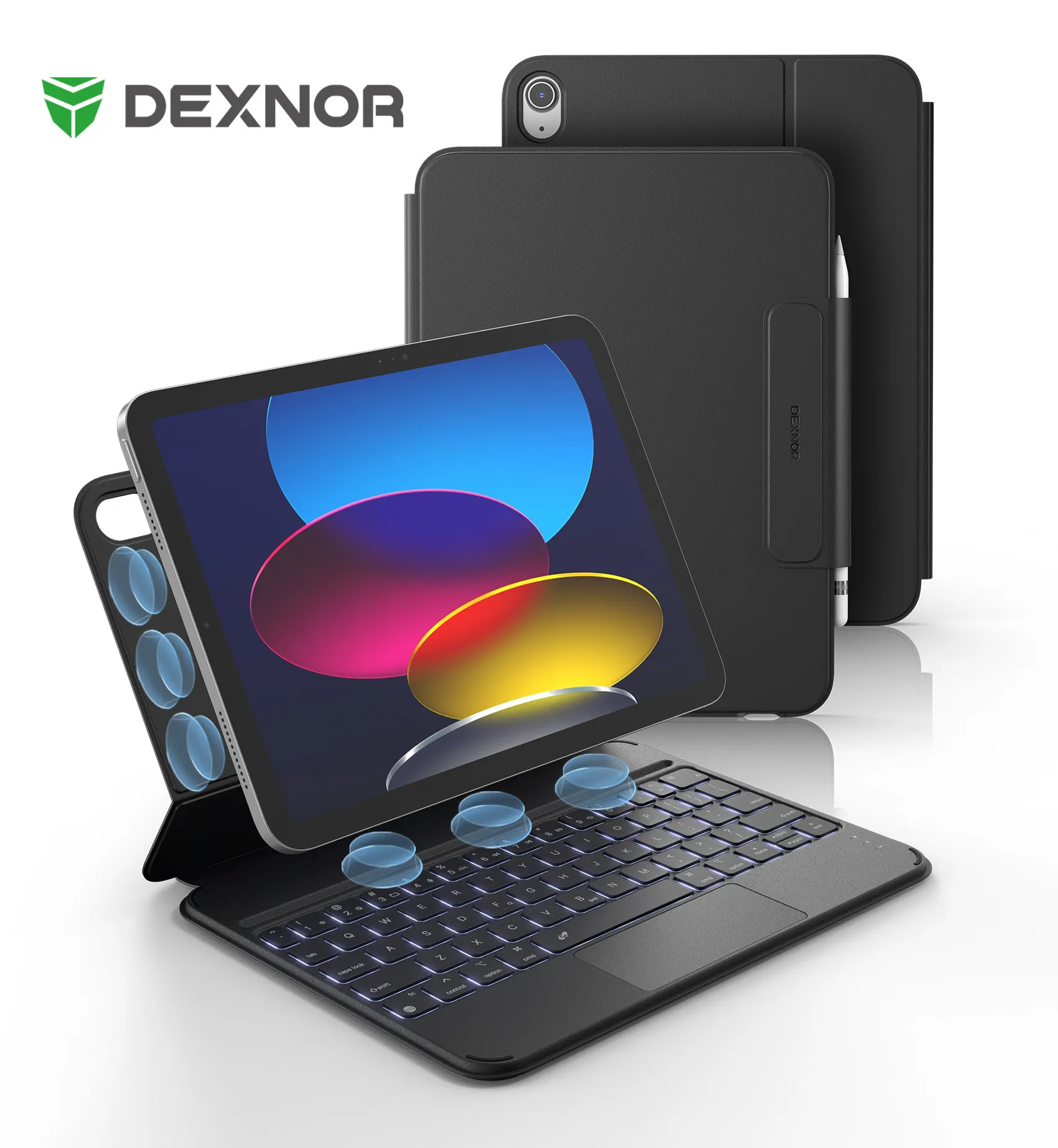 

For iPad 11th (A16)/10th Generation Case with Keyboard Ultra-Thin Magnetic Detachable Keyboard Cover MultiTouch Trackpad Backlit