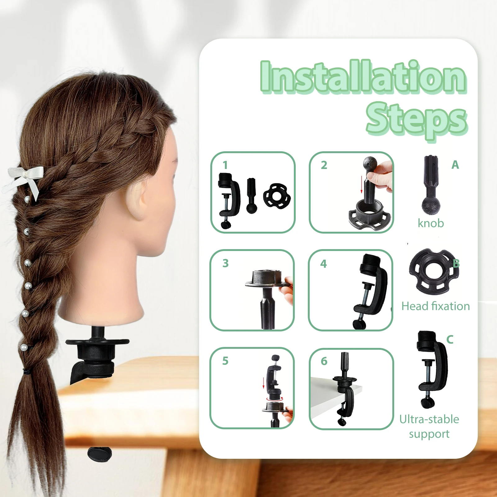 Mannequin Head with 100% Real Human Hair for Cosmetology Hairstyle Practice