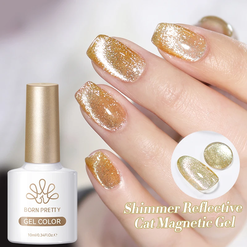 BORN PRETTY 10ml Sparkling Reflective Cat Magnetic Gel Nail Polish Red Silver Gold ultra Shine Varnis Semi Permanent Nail Gel