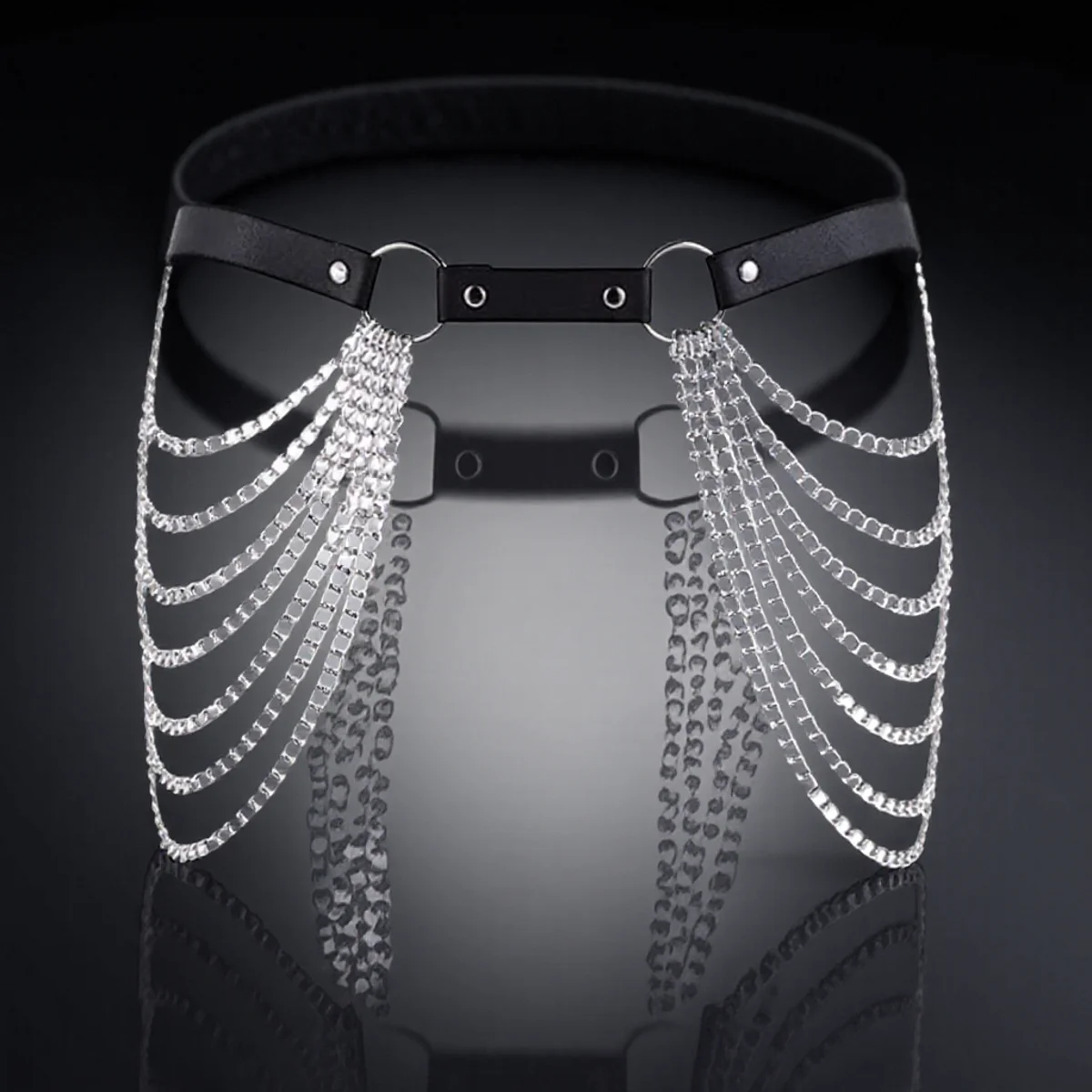 قابل للتعديل فاسق الجلود الخصر سلسلة حزام حزام الجسم سلسلة لمهرجان الهذيان الرقص Harajuku الإكسسوارات