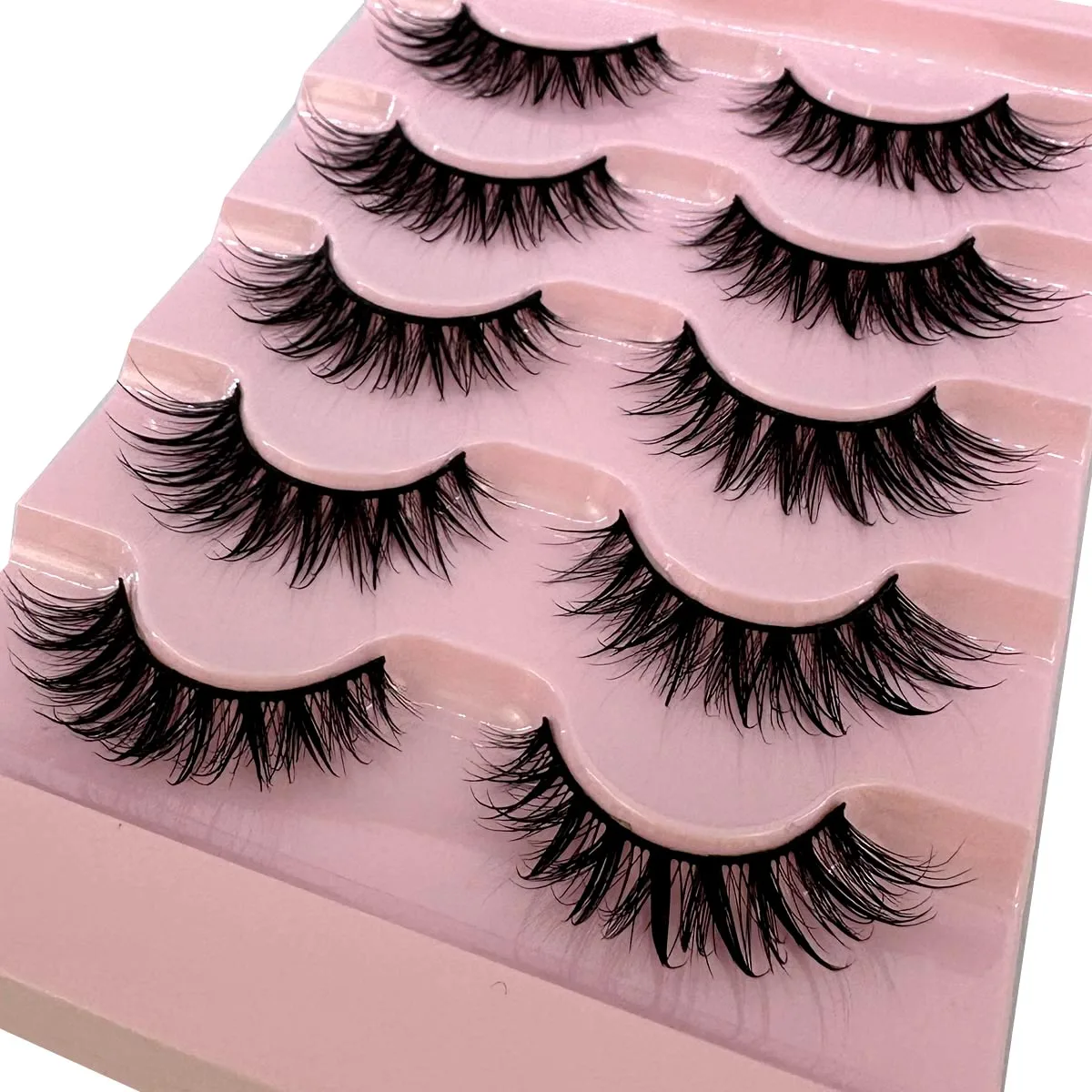 NEW 5Pairs Cosplay Anime Eyelashes Makeup Women Manga Lashes Dramatic Fairy Clusters False Lashes Wet Look Fake Lashes