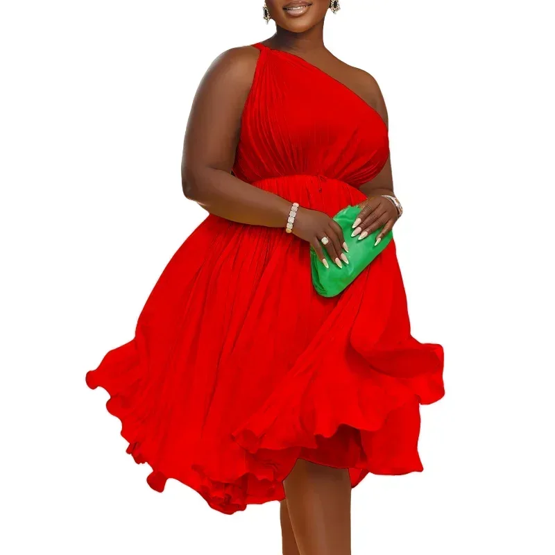 Летнее африканское женское платье без рукавов, желтое, белое, красное, зеленое, полиэстеровое плиссированное платье из полиэстера длиной до колена, африканские платья для женщин