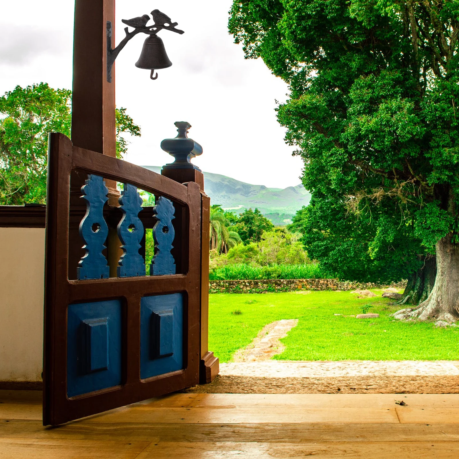 

Iron Door Bell Rustic Style nament Solid Structure Easy Install Wall Mounted Home Decor Courtyard Porch Farmhouse Garden