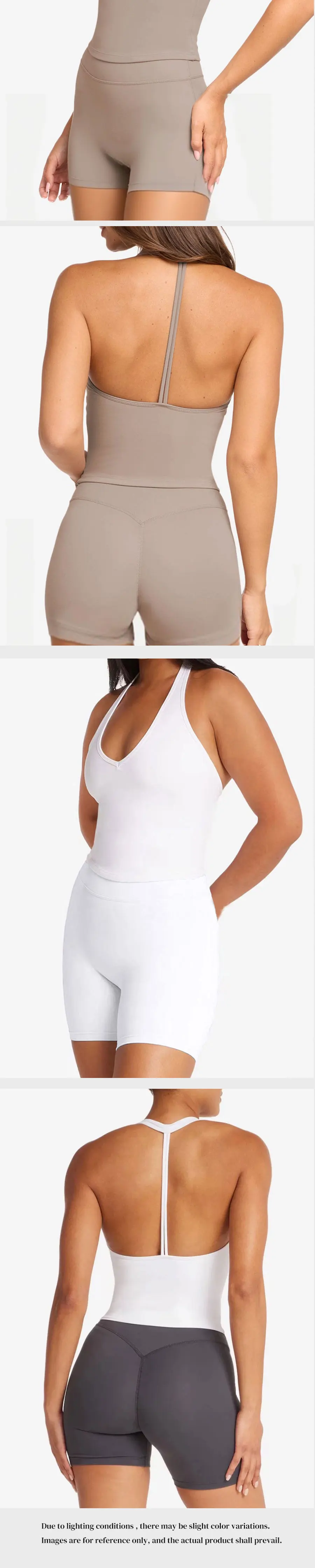 Rückenfreies Neckholder-Top & Scrunch-Shorts Fitness-Top Damen Crop-Top Yoga-Tanktop Selbstgepolstertes Hochelastisches Top – Detail 4