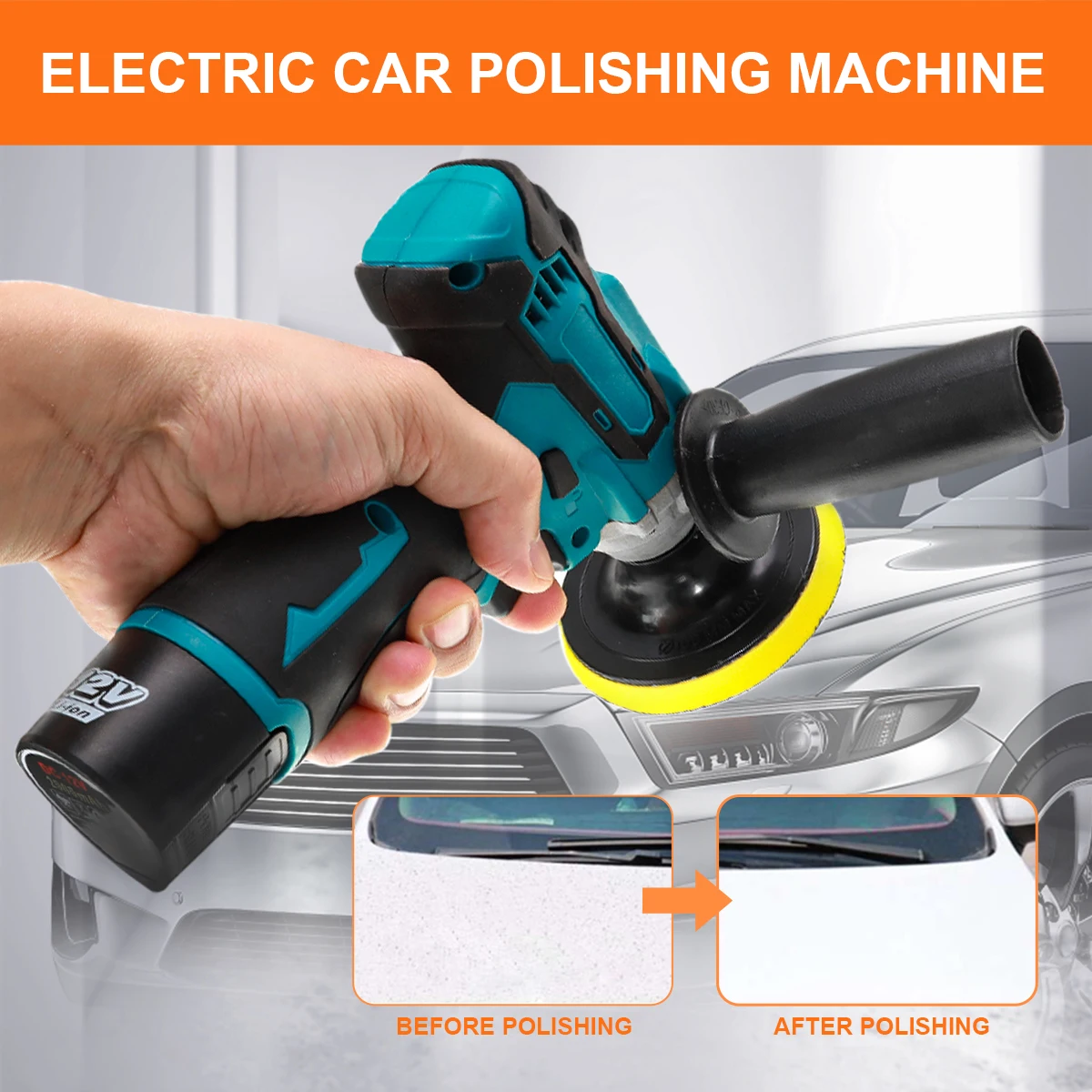 

Cordless Electric Car Polisher Machine Polishing Waxing Cleaner Speed Adjustable Rechargeable 12V Clean Tool with 2 Battery