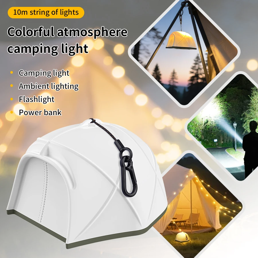 

Светодиодный светильник для кемпинга с зарядкой через USB, уличный 10-метровый водонепроницаемый красочный рулевой светильник, портативный светильник для кемпинговой палатки, атмосферный светильник