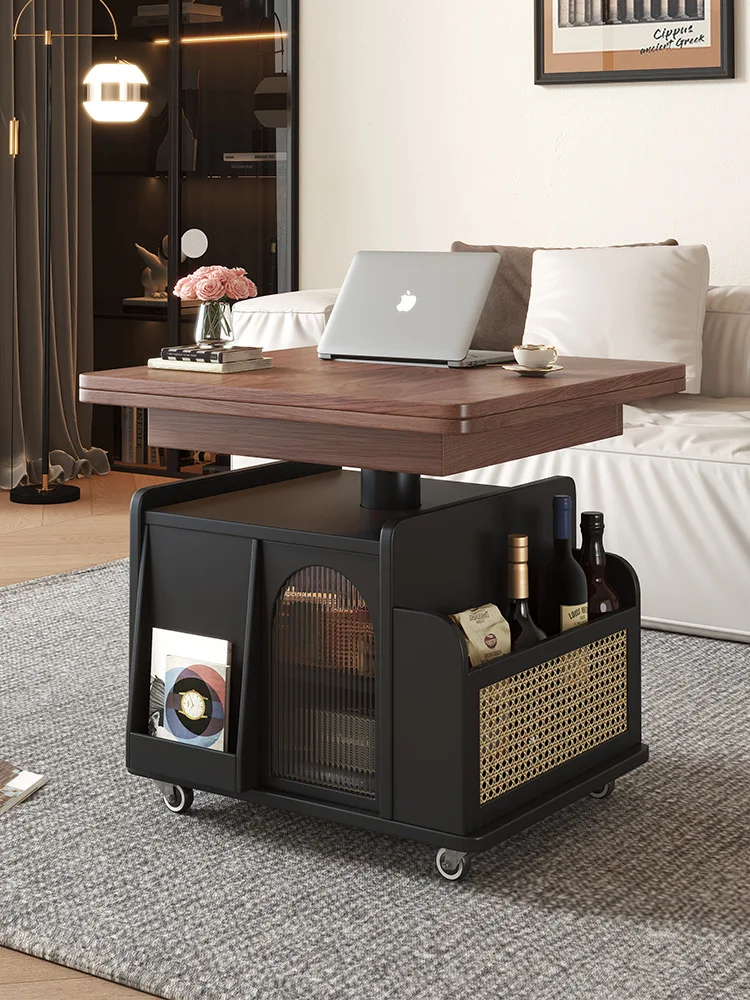 Solid Wood Movable Lifting Folding Coffee Table Small Apartment Living Room Home Sofa Side Several Multi-functional Tea Table Si