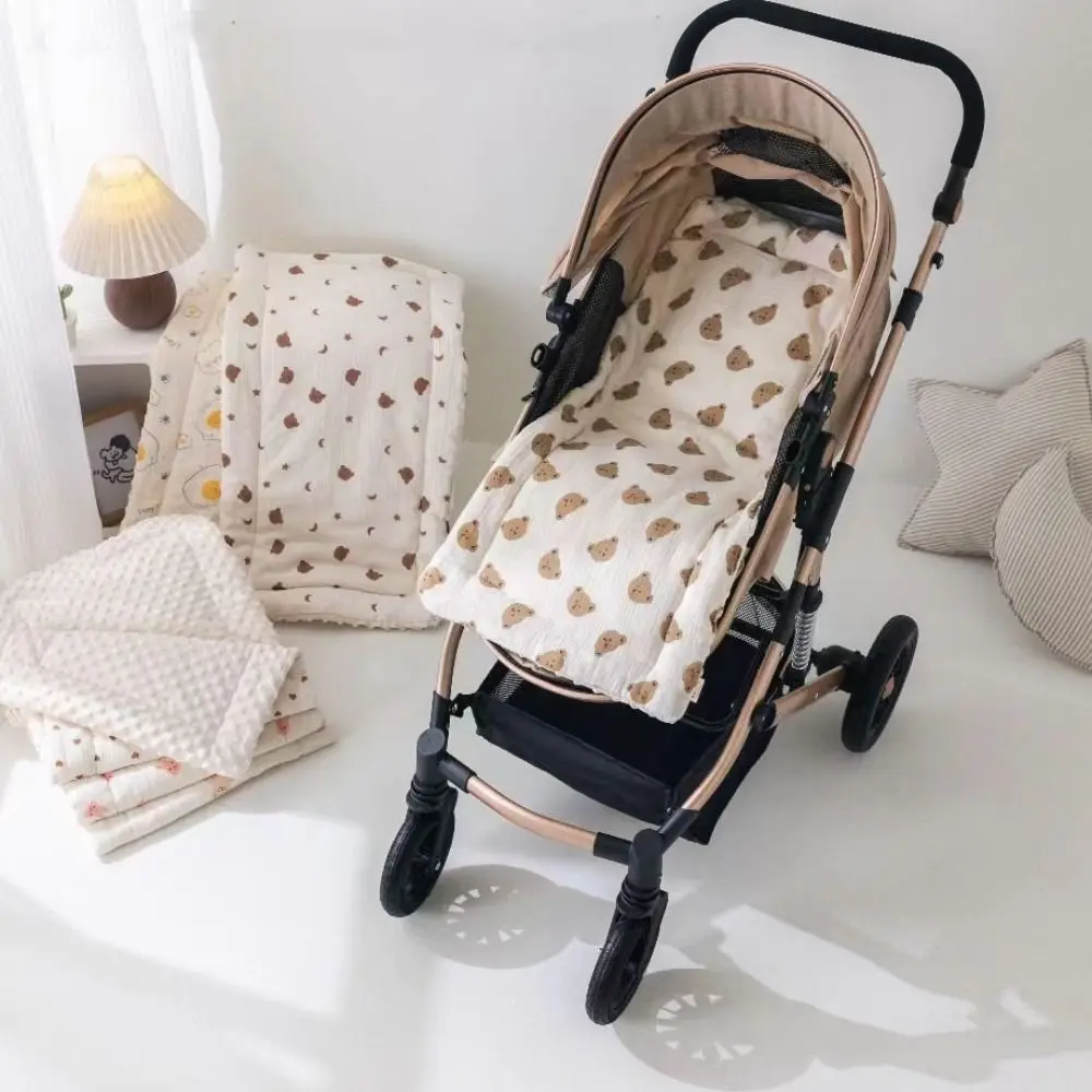Washable Soft Baby Stroller Cushion Cartoon Printed Comfortable Baby Pram Seat Mat Breathable Car Seat Dining Chair Cotton Pad