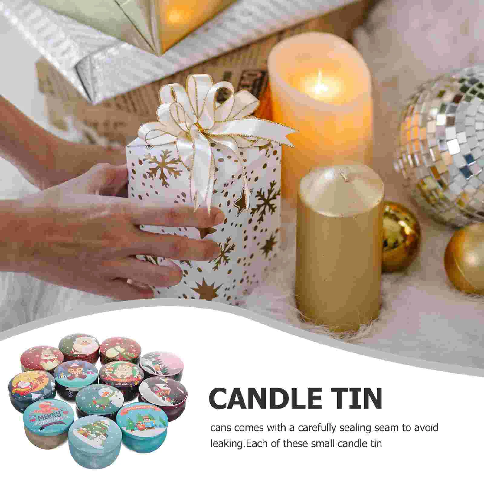 12 Pcs DIY Aromatherapy Set Tinplate Belly Jar Burner Christmas Candles Empty Jars Home Decoration Mini