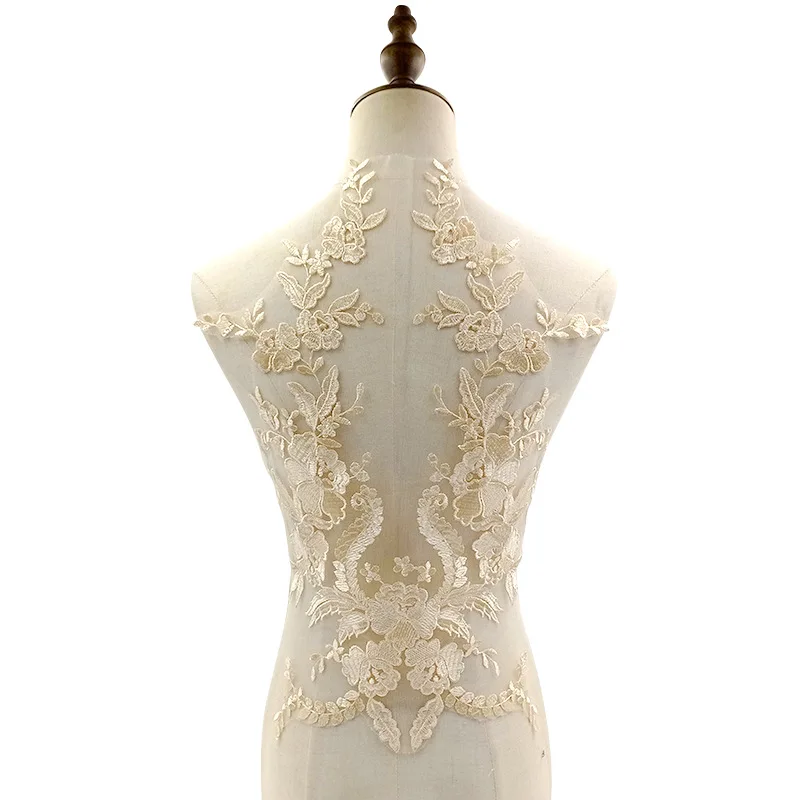 

1PCS Mesh-backed embroidered collar with polyester satin silk embroidery DIY corsage lace trimmings Wedding dress accessories