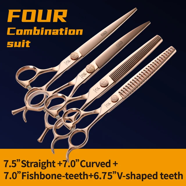 Fenice JP440C Stahl 6,5/6,75/7/7,25/7,5 Zoll Haustier Hunde Pflege Schere Set Gerade Gebogene Effilierschere Schere Für Hunde