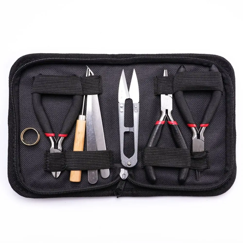 8Pcs/Set Portable Jewelry Making Pliers Set Pliers Non-slip Handle Beading Tool Kit Beading Tweezers Jump Ring Opener