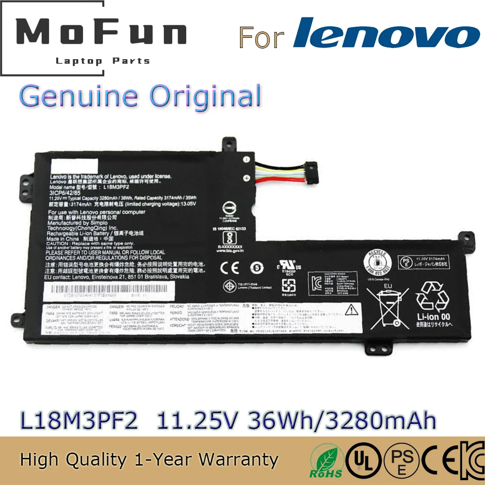 

Brand New Original L18M3PF2 11.25V 36Wh Laptop Battery for Lenovo Ideapad L340-15API L340-15IWL L3-15IML05 Touch L18C3PF2