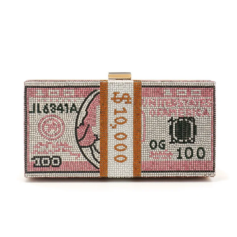 

Роскошная сумка для ужина со стразами в долларах, банкетная сумка, универсальное платье, вечерний светильник, роскошный стиль, вечерний клатч, роскошные сумки