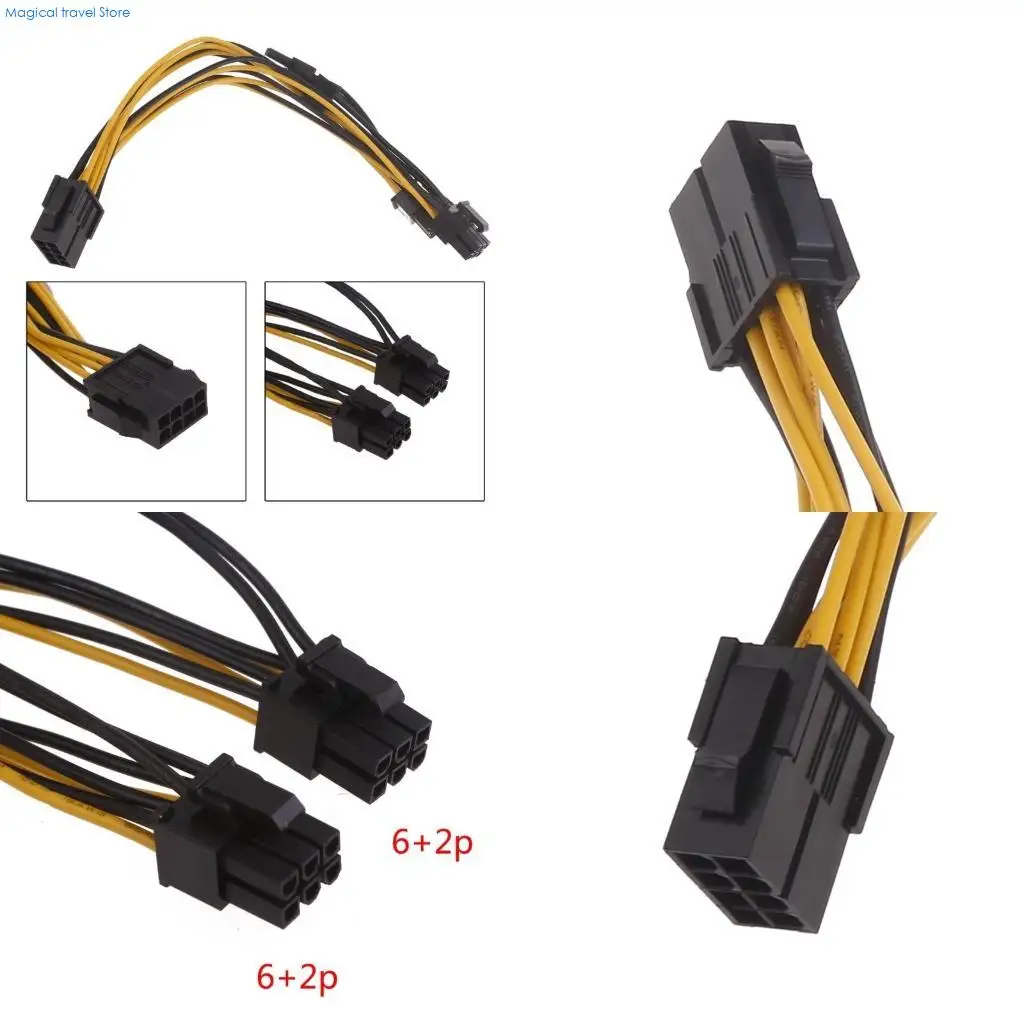 N2UB Power Supply Adapter Cable GPU CPU 8 Pin Female to 2 x 8Pin(6+2) Male Power Cord