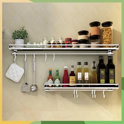 Bonderis Kichen Organizer Spices Brushed Stainless Steel Bathroom Shelf Storage Rack Wall-mounted Kitchen Organizer for Spices