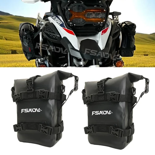 Bolsa para parachoques de motocicleta, impermeable, 5L-8L, bolsa de marco lateral para motocicleta, bolsa de barra de choque, bolsa de almacenamiento de herramientas Universal, 1/2 Uds.