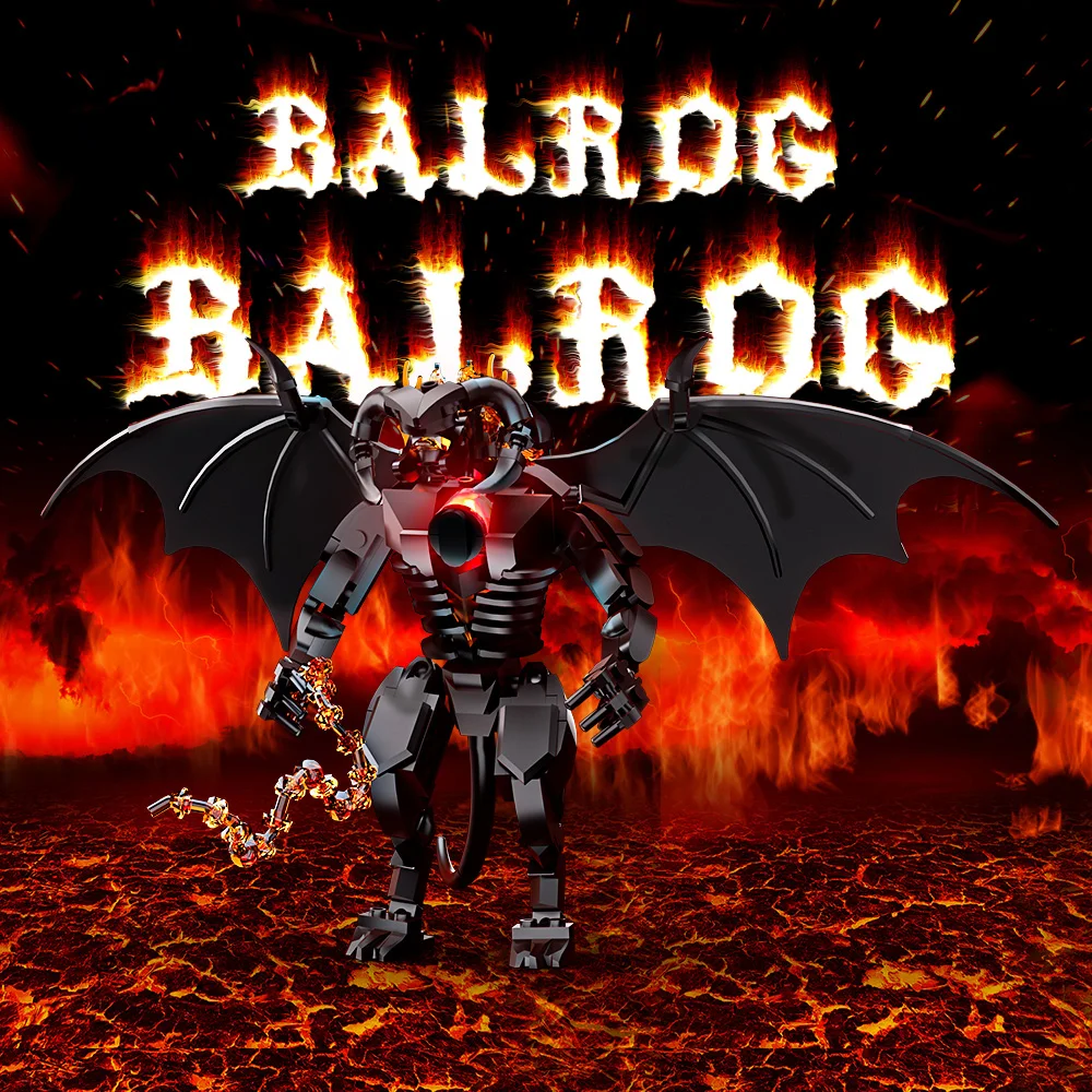 

MOC Movie Rings The Balrog Model Building Blocks Classic Character Design Bricks Kids Toy Gift Collection Desktop Decoration