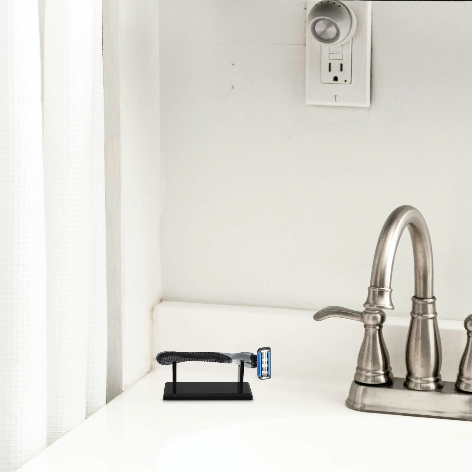 

2pcs Acrylic Holder Men'S Safety Razor Stand Waterproof Shaving Organizer With Drainage For Bathroom Countertop Double Edge