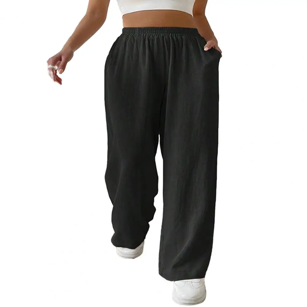 

2023 New Women Pants High Waist Wide Leg Loose Pockets Long Trousers