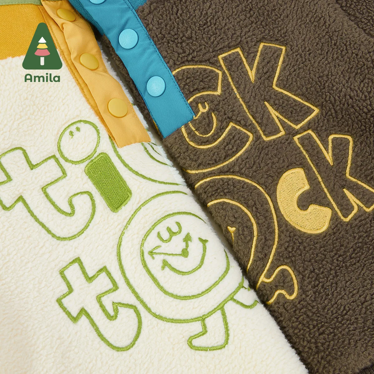 Amila Baby Boy Hoodie 2024 Winter neue mehrfarbige Stehkragen Vlies weiche gemütliche Stickerei Baby kleidung