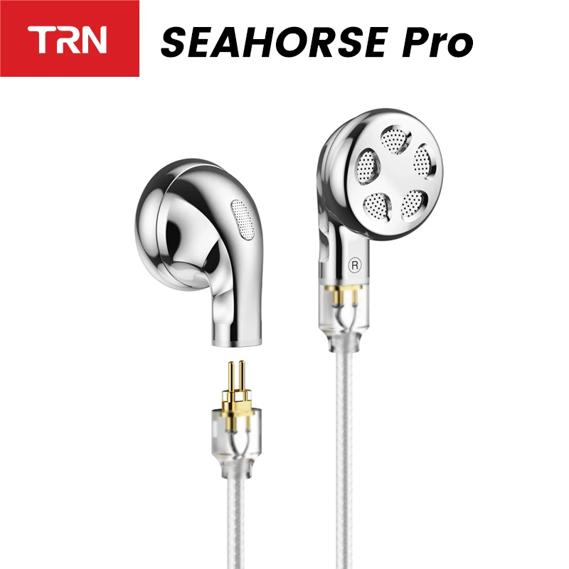TRN SEAHORSE Pro Unggulan Kabel Dapat Diganti Earbud Kepala Datar Earphone Dinamis dengan Kabel 0.78 2 Pin