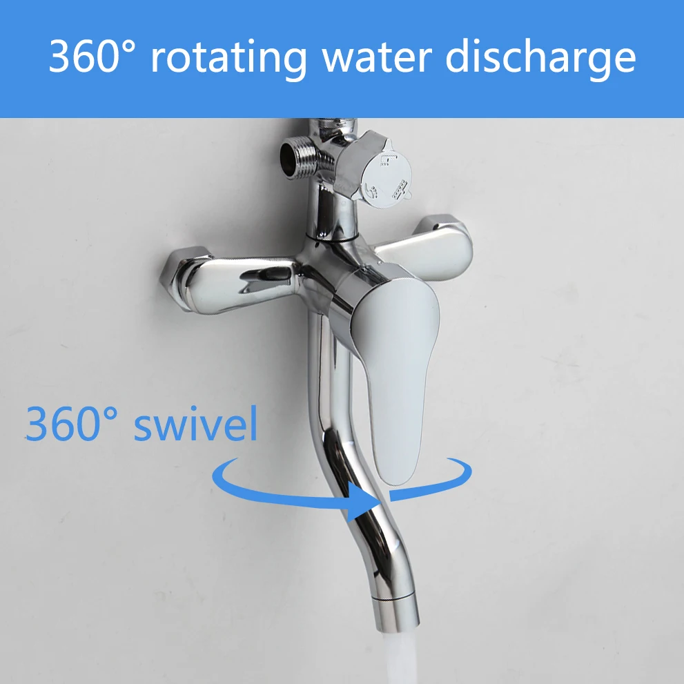 YANKSMART Luxury Chrome Polished Rainfall Wall Mounted Bathroom Shower faucet Set  Adjust Height Handle Shower Mixer Water Tap