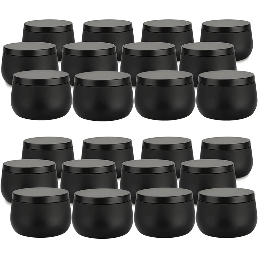 

Gemos 24 Pieces Empty Candle Tins, 8 Oz Storage Cans with Lid, Black Metal Candle Jars for DIY Candle Making Supplies