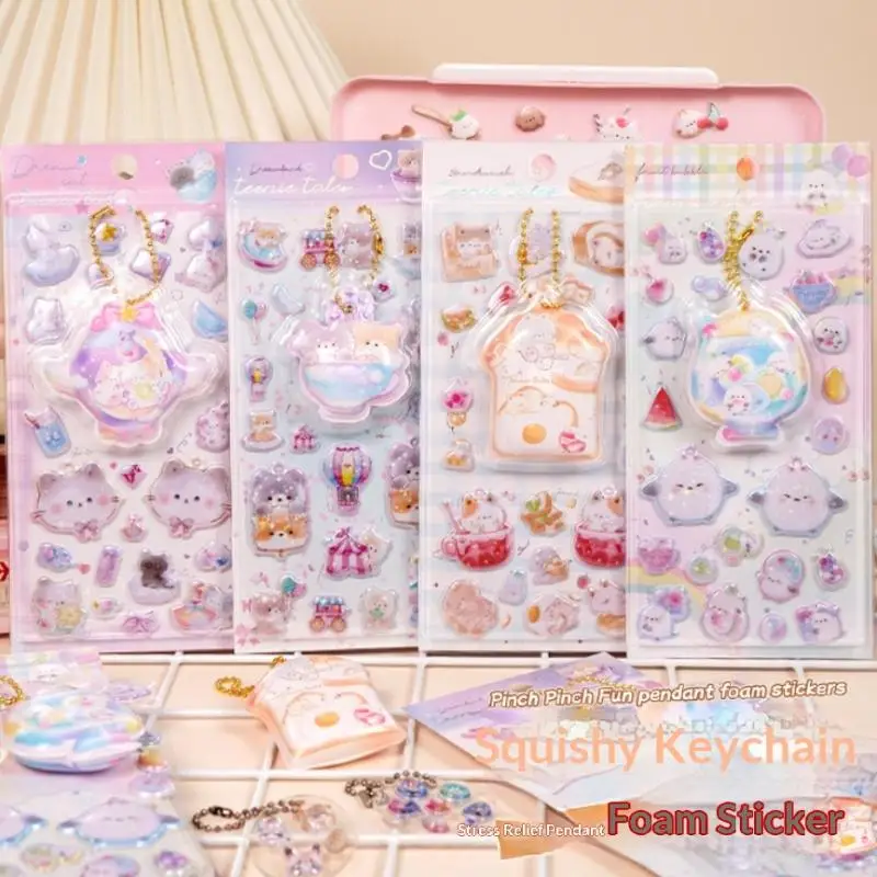1/2 3D Puffy Stickers Sheets Scrapbooking Diy Journal Stationery Decals Fun Pinch Hanging Cartoon Cute Decor School Supplies
