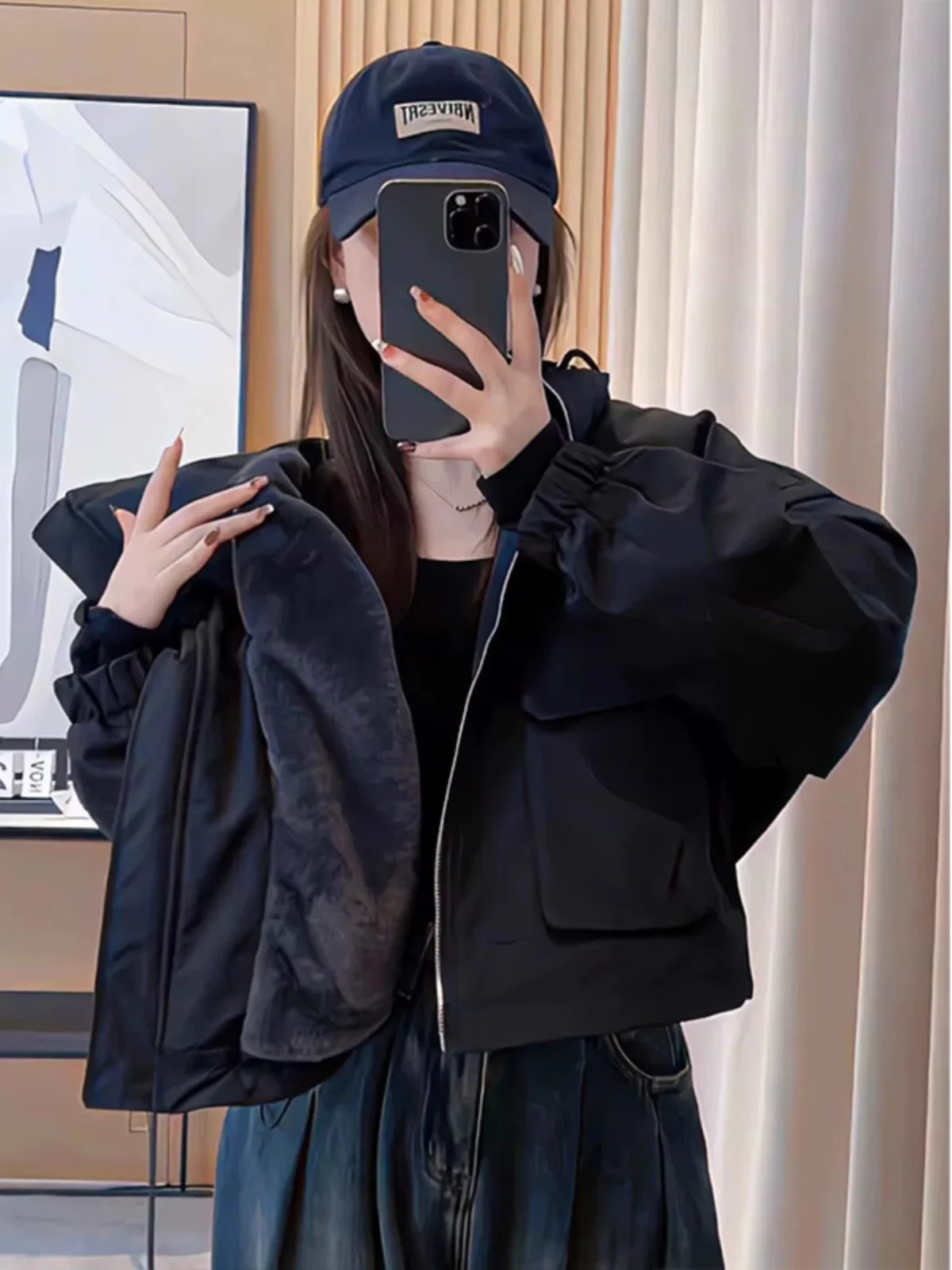 Thiened Fce ort American Workwear Jaet Women Winter New Casual Sle Hooded Versatile Cotton Clothes Warm Commute Sle