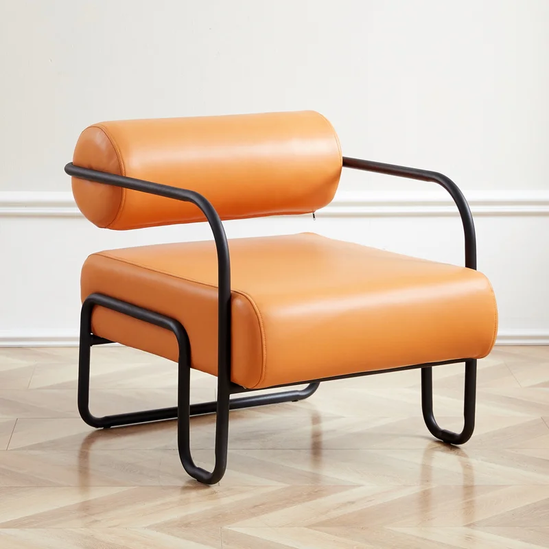 Modern Italian style sofa chair, silicone leather, iron art, business negotiation with guests