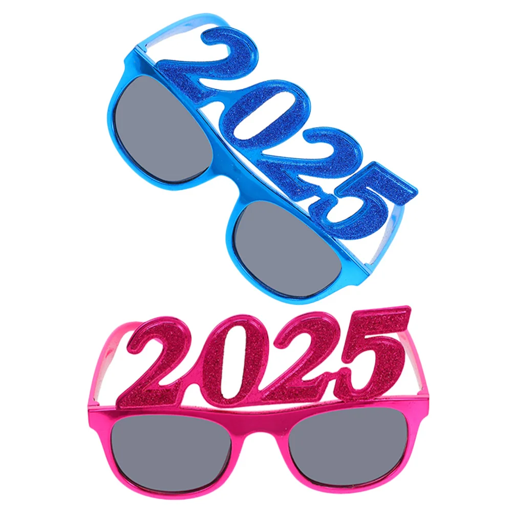 

2Pcs Glitter 2025 Glasses New Year Party Fun Photo Props New Years Eve Supplies Eyewear Photo Props Party Eyewear