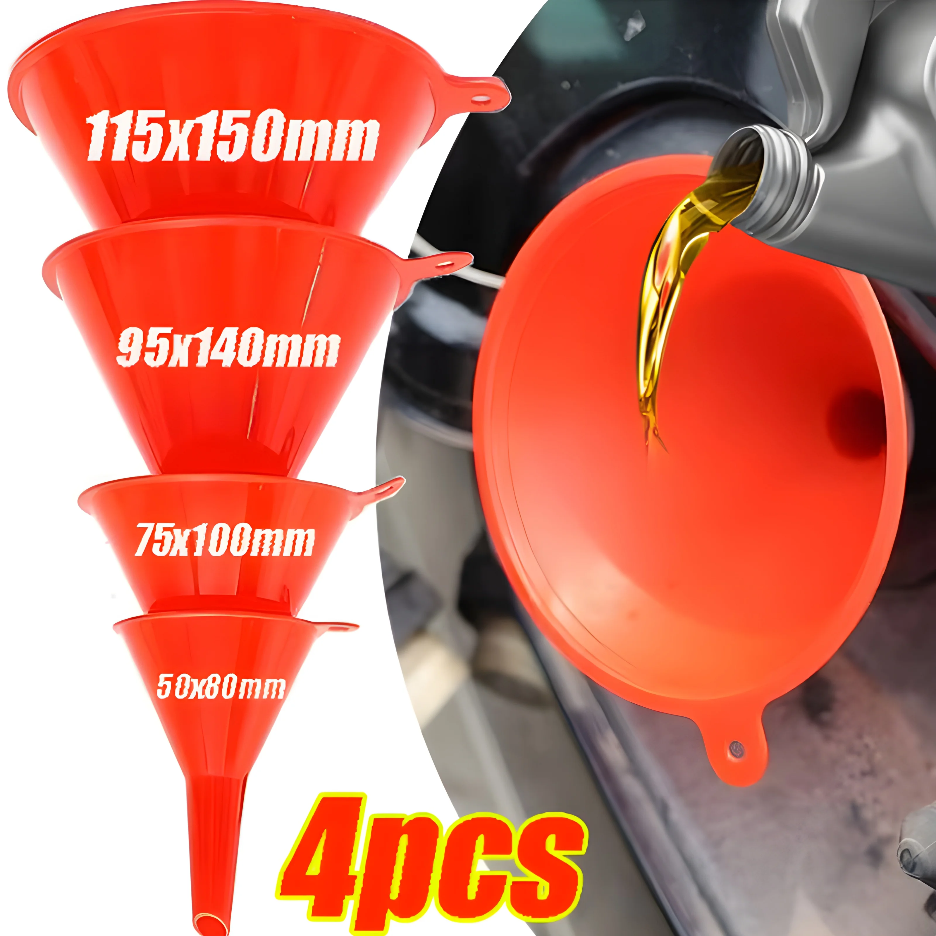 4 Sizes Car Plastic Funnels Refueling Gasoline Funnels Tools Oil Filling Equipment Car Motorcycle Refuel Filling Small Funnel