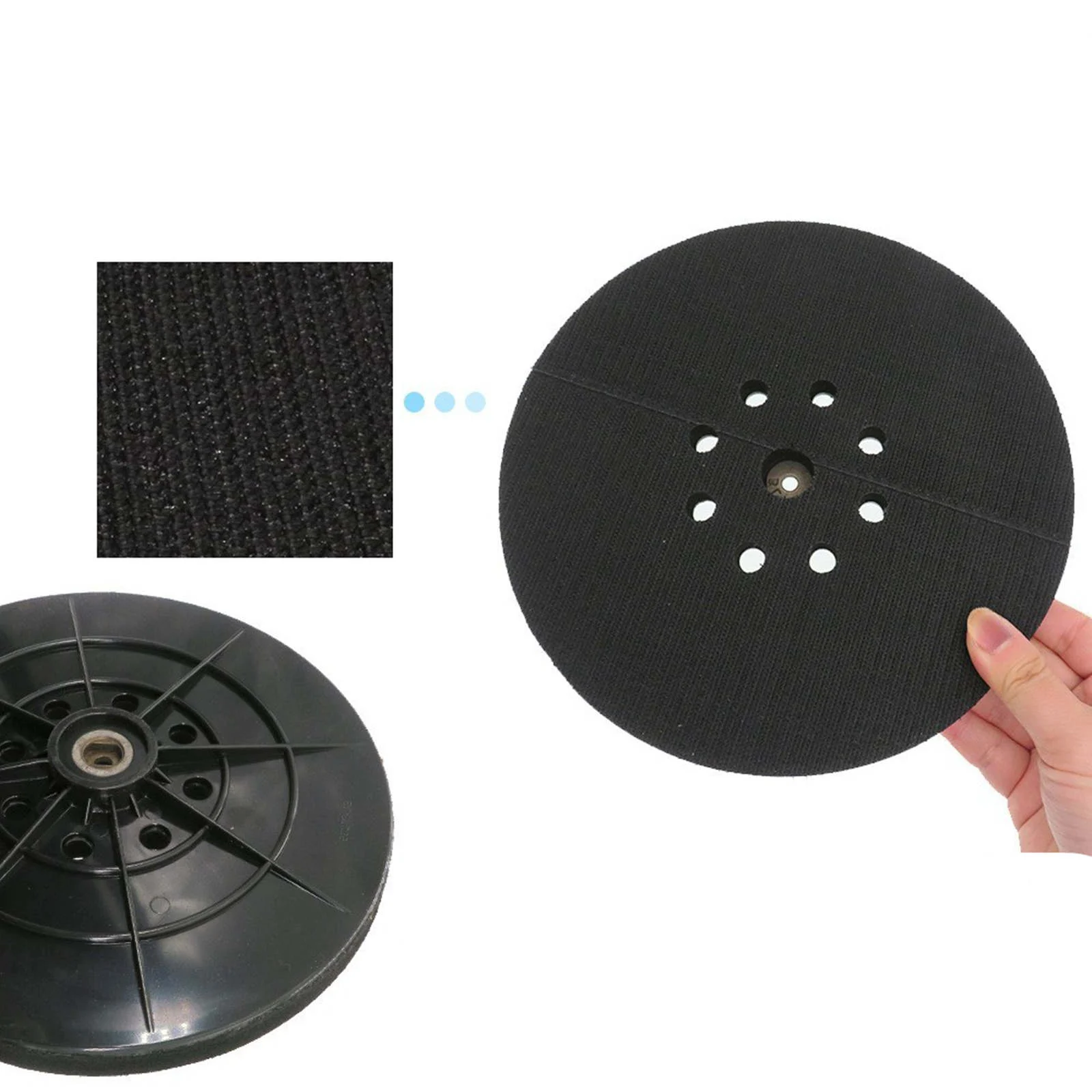 1PC 9 Inch 215mm 8 Holes Backup Pad Sanding Disc with 6mm Thread for Drywall Sander, Dustless Replacement Hook and Loop ABS