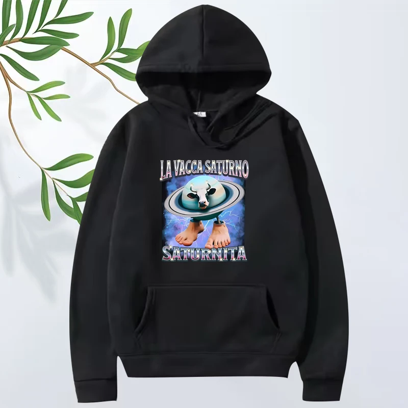 

Italian Brain La Vacca Saturno Saturnita Funny Cow Meme hoodie men women vintage Long sleeve streetwear print oversized unisex