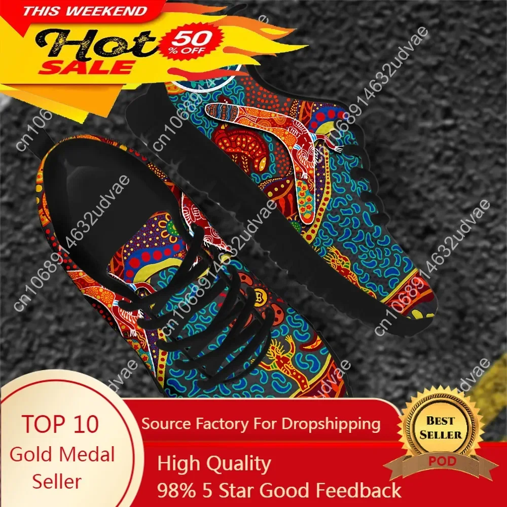 Australia Aboriginal Art Lace-up Mesh Sneaker Shoes For Women New Fashion Ladies coppia Flats Comfort Light Footwear