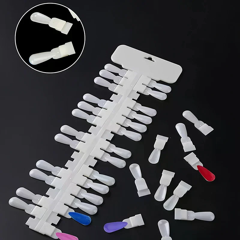 36pcs Natural/Clear Color Card Removable Nail Art Display False Nail Tips Rack Teardrop Design Manicure Gel Polish Practice Too
